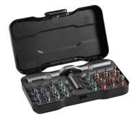 Tournevis à cliquet, jeu de tournevis magnétiques, cliquet portable 24 en 1 avec poignée en forme de T et étui rangement, outil réparation multifonction