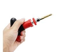 Tournevis à cliquet manuel avec poignée en T avec porte-embout à dégagement rapide /4", mécanisme avant/arrière, poignée ergonomique rouge-noir, 98 x 77 mm