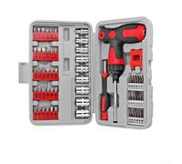 Tournevis à cliquet télescopique avec 61 embouts pour clé Torx Hex Star Cross et clé à douille, barre d'extension magnétique, kit d'outils compact rouge noir