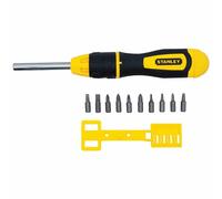 Tournevis cliquet multi-embouts Stanley Tools 3 pouces, 10 embouts, noir/jaune