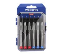 WORKPRO Jeu de 6 Tournevis de Précision en Alliage d’Aluminium, Tournevis Lunettes avec Pointe Magnétique et Poignée Antidérapante pour Réparation Lunettes, Montre, Téléphone Portable