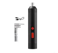 Tournevis électrique 3,6 V sans fil avec lumière LED - Outil à main portable rechargeable USB-C pour réparation de meubles - 17,5 cm noir (15 équipements)