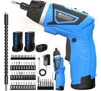 Tournevis électrique 8 V, tournevis sans fil rechargeable réglable à 180° avec 2 batteries de 2000 mAh, couple 6 + 1 10 N · m maximum, 47 embouts, poignée à 2 positions, lumière LED, tige flexible