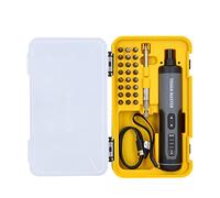 Tournevis électrique sans fil 3,6 V rechargeable 24 pièces, porte-embout magnétique à 3 vitesses, câble de charge USB avec étui en noir et jaune, TOUGH MASTER