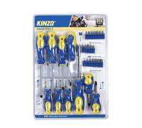 Tournevis KINZO - Kit de 31 pièces - Embouts plats - Bleu