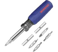 Tournevis Multi-Embouts en S2 WORKPRO, Tournevis 6 en 1 avec l'Embout Reversible (Cruciforme/Plat/Pozidriv/Torx), 3 Tailles de Tiges, Puissance et Maniable pour les Travaux de Vissage