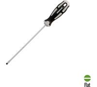 Tournevis plat avec empreinte en acier S2, manche en TPR bimatière. Dimensions 0,8 x Ø 4,0 x 150 mm. DIN5265