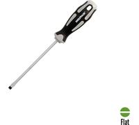 Tournevis plat en acier estampé S2 Manche en bi-matière TPR. Taille 1,0 x Ø 5,5 x 125 mm.