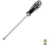 Tournevis plat en acier estampé S2 Manche en bi-matière TPR. Taille 1,6 x Ø 8,0 x 200 mm.