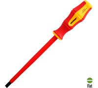Tournevis plat isolé 1.000 V certifié VDE, dimensions 1,6 x Ø 8,0 x 175 mm. Tournevis de sécurité pour électriciens