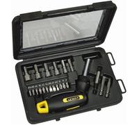 Coffret de vissage 25 pièces Stanley avec tournevis et embouts PH,PZ,T,HEX, Carré