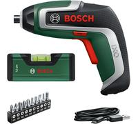 Bosch Home and Garden Compact Visseuse sans Fil Ixo level Set (7E Génération, 3,6 V, 2,0 Ah avec Mini Niveau à Bulle et Câble Micro-Usb, Compatible avec Adaptateurs de L’Ixo, 190 Vis Par Charge)