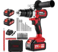 Tournevis sans fil TEENO pour Makita 21V 2 * 2.0Ah batteries,45 Nm,25+1 réglages de couple,2 vitesses, LED, 46 accessoires et kit de rangement