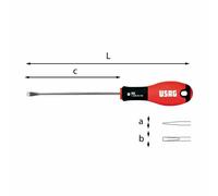 Tournevis Usag U03220028 pour vis à fente 06 x 35 x 75 mm 173 mm
