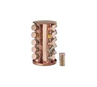 Tourniquet à épices, avec 20 pots, étagère rotative à 360°, inox, verre, présentoir, hxd 34 x 22 cm, cuivré
