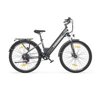 Touroll 27.5 inch Electric Bike, 250W Brushless Motor, 25km/h, Mechanical Disc Brake & E-Brake, 7 Speed Gear, 27.5x2.1 Pneumatic Rubber Tires, Mechanical Shock Absorber with Lockout, LCD Display