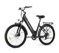 Touroll J1 Pro Noir 27.5" Vélo Électrique Urbain, Freins à Disque Hydrauliques, Autonomie 100KM, Batterie Amovible 561,6Wh, 7 Vitesses, Écran LCD, VTC Électrique Homme Femme