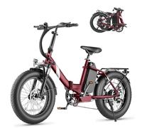 Touroll S3 Pro Rouge Vélo Électrique Pliant, Batterie Amovible 48V 27Ah, Autonomie 195KM, Pneus Tout-Terrain 20" x3,0, 7 Vitesses, VTC E-Bike pour Adulte, Idéal pour Les Longs trajets et Les Voyages