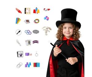 Tours de magie pour Avec baguette, gants, chapeau, costume interactif | Accessoires Magicien Déguisement Cosplay Enfant pour Garçons Filles Noël Halloween Fête Anniversaire Théâtre Carnaval