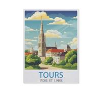 Tours Indre Et Loire Vintage Travel Poster，Puzzle Jouets 1000 Pièces Puzzles Puzzle Créatif Jouets Éducatifs Adultes pour Enfants Jeu De Puzzle Adulto（38x26cm）-AS21