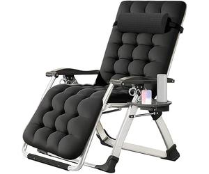 Tourtecs Chaise Longue Pliable - Chaise Longue de Jardin - Fauteuil de Relaxation - avec Coussin Confortable - Très résistant - 200 kg (1, Noir, 72 cm)