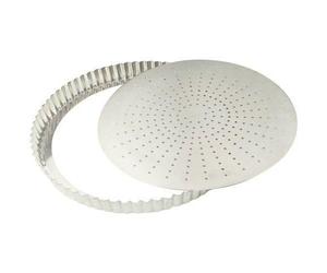 Tourtière cannelée - TELLIER - Fond perforé amovible - En fer blanc - Ø26 cm