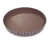 Gobel – Moule à tarte Tourtière cannelée perforée Ø20 cm, fond mobile, anti-adhérent, 28 mm, marron