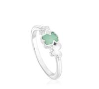 TOUS Bague pour femme en argent sterling et Amazonite avec motif d'ours, taille 52, collection Bold Motif