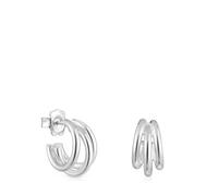 TOUS Boucles d'oreilles courtes triple créoles pour femme en argent sterling Collection Basics