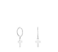 TOUS Boucles d'oreilles créoles avec motif de croix en argent de première loi, collection TOUS