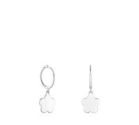 TOUS Boucles d'oreilles créoles avec motif fleur en argent de première loi, collection TOUS