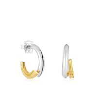 TOUS Boucles d'oreilles créoles bicolores avec motif ours, collection Tous 1950