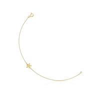 TOUS Bracelet chaîne avec motif fleur plaqué or 18 carats sur argent, 17,5 cm de long, collection motifs