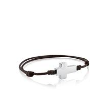 TOUS Bracelet cordon marron pour homme avec motif croix en acier inoxydable 2,1 x 1,4 cm, classique et intemporel, Collection Tous Homme