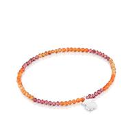 TOUS Bracelet élastique avec boules rondes de pierres précieuses et motif d'ours en argent sterling 17 cm de long, collection motifs
