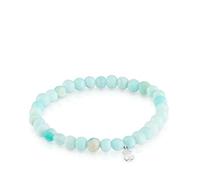 TOUS Bracelet élastique bleu en verre avec motif d'ours en argent sterling pour femme, 16,5 cm de long, collection Basics