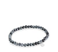TOUS Bracelet élastique gris avec motif d'ours en argent sterling pour femme, 16,5 cm de long, collection Basics