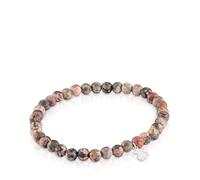 TOUS Bracelet élastique marron avec motif d'ours en argent sterling pour femme, 16,5 cm de long, collection Basics