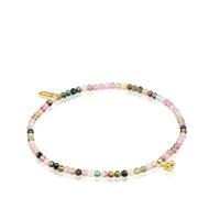 TOUS Bracelet élastique pour femme plaqué or 18 carats sur argent sterling et tourmalines, collection Bold Bear