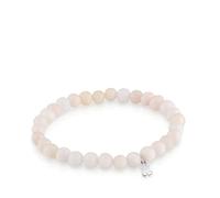 TOUS Bracelet élastique rose en verre avec motif d'ours en argent sterling pour femme, 16,5 cm de long, collection Basics
