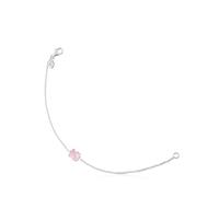 TOUS Bracelet en argent sterling pour femme avec motif ours en quartz rose, 17,5 cm de long, élégant et classique, collection TOUS Color