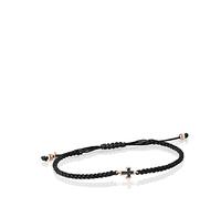 TOUS Bracelet Motif croix en Or Vermeil rose avec Spinelles et Cordon noir