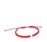 TOUS Bracelet nylon avec motif d'ours en argent de première loi, 17 cm de long, collection motifs