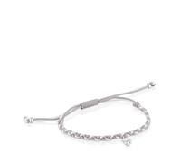 TOUS Bracelet nylon avec motif d'ours en argent de première loi, 17 cm de long, collection motifs