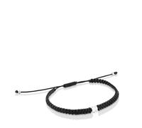 TOUS Bracelet nylon avec motif d'ours en argent de première loi, 17 cm de long, collection motifs