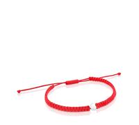 TOUS Bracelet nylon avec motif fleur en argent de première loi, 17 cm de long, collection motifs