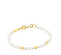 TOUS Bracelet pour femme avec perles de culture et plaqué or 18 carats sur argent sterling Collection Gloss