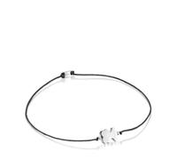 TOUS Bracelet pour femme en argent sterling et nylon noir avec motif ours, collection Sweet Dolls