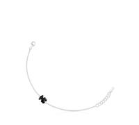 TOUS Bracelet pour femme plaqué or 18 carats sur argent sterling et nylon noir avec motif ours, collection Sweet Dolls