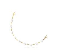 TOUS Bracelet tube pour femme plaqué or 18 carats sur argent sterling et perles de culture, collection Gloss